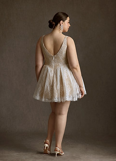 Azazie Dawn Wedding Dresses Diamond White Nude A-Line Lace Dress image14