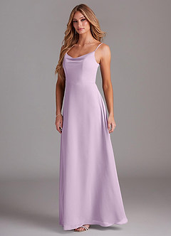 Azazie Daenerys Bridesmaid Dresses Frosted Lilac A-Line Cowl Chiffon Dress image4