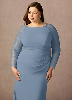 Azazie Peggy vestidos de madre de la novia Vestido de Azul Polvoriento de Encaje de Recto image11