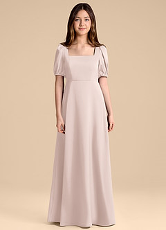 Azazie Briar Junior Blushing Pink A-Line Bow Stretch Satin Dress image7