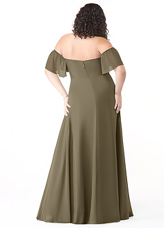 Azazie Sue Brautjungfernkleider Wandelbar Eine Linie Schulterfrei Chiffon Kleid Weidengrün image8