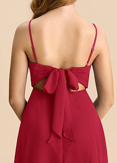 Azazie Shale Vestido de Escarlata de Gasa de Corte en A con Lazo image6