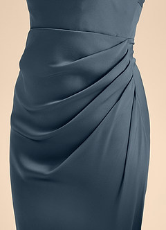 Azazie Renna Junior Robe Trapèze en Satin extensible Plissée Violet Crépusculaire image7