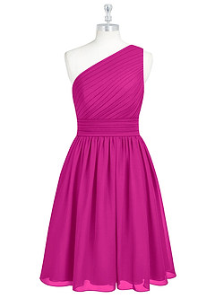 Azazie Katrina Bridesmaid Dresses Fuchsia A-Line One Shoulder Chiffon Dress image6