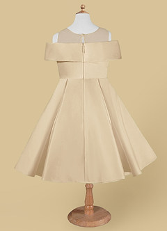 Azazie Shirin Flower Girl Dresses Champagne A-Line Off the Shoulder Matte Satin Dress image6