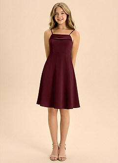 Azazie Anselie Junior Klä av A-Line i Stretch Satin Plisserad image5