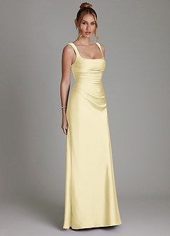 Azazie Agustina Robes de demoiselle d'honneur Robe Sirène en Satin extensible Corset Sorbet Citron image4