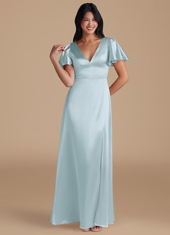 Azazie Lani Final Sale Auburn A-Line Metallic Satin Dress image1
