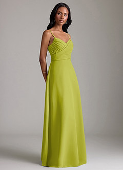 Azazie Kali Bridesmaid Dresses Lemongrass A-Line Pleated Chiffon Dress image3