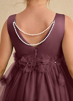 Azazie Lux Flower Girl Dresses Sangria A-Line Beaded Tulle Dress image6