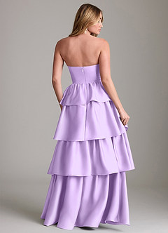 Azazie Faye Bridesmaid Dresses Lilac A-Line Ruched Stretch Satin Dress image2
