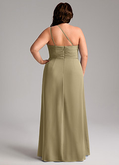 Azazie Eren Bridesmaid Dresses Moss Green Sheath One Shoulder Chiffon Dress image9