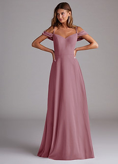 Azazie Marley Bridesmaid Dresses Vintage Mauve A-Line Off the Shoulder Chiffon Convertible Dress image4