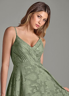 Azazie Amani Bridesmaid Dresses Pistachio A-Line Pleated Floral Burnout Dress image7