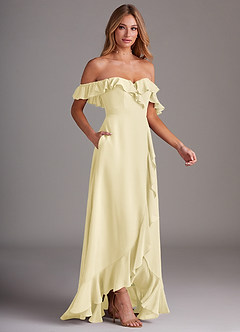 Azazie Lyra Bridesmaid Dresses Lemon Sorbet A-Line Chiffon Convertible Dress image6