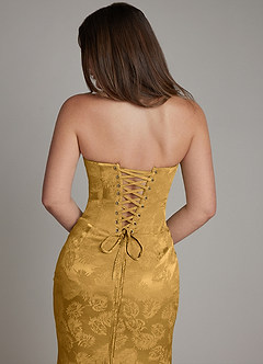 Azazie Electra Bridesmaid Dresses Marigold Jacquard Mermaid Corset Floral Jacquard Dress image8