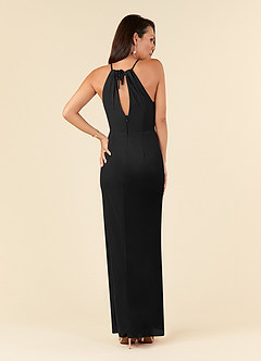 Azazie Hadid Final Sale Black Sheath Pleated Mesh Dress image2