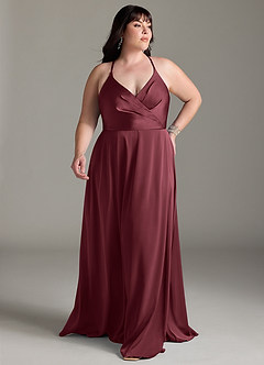 Azazie Davis Brautjungfernkleider A-Linie Plissee Stretch-Satin Kleid Merlot image7