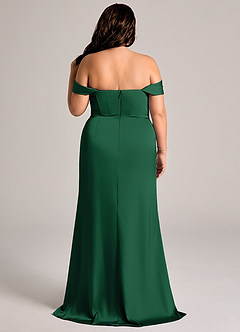Azazie Johana Bridesmaid Dresses Dark Green Mermaid Off the Shoulder Stretch Satin Convertible Dress image9