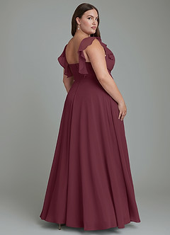 Azazie Leilani Bridesmaid Dresses Cabernet A-Line Pleated Chiffon Dress image2