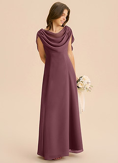 Azazie Lambie Junior Sangria A-Line Pleated Chiffon Dress image5