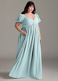 Azazie Madisynn Maternity Bridesmaid Dresses Bow Chiffon Floor-Length Dress image7