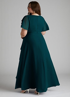 Azazie Aaliyah Modest Bridesmaid Dresses A-Line Scoop Pleated Chiffon Floor-Length Dress image9