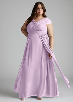Azazie Organa Robes de demoiselle d'honneur Robe Trapèze en Mousseline de soie Plissée Frostiges Flieder image7