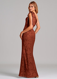 Azazie Yuanna Final Sale Terracotta Mermaid One Shoulder Floral Burnout Dress image5