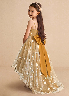 Azazie Celia Flower Girl Dresses Butterscotch A-Line Spaghetti Strap Tulle Dress image1