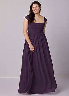 Barbie ♥ Azazie Bridesmaid Dresses Plum A-Line Corset Chiffon Dress image12