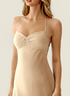 Valerianaire Champagne Beading Satin Prom Dress image5