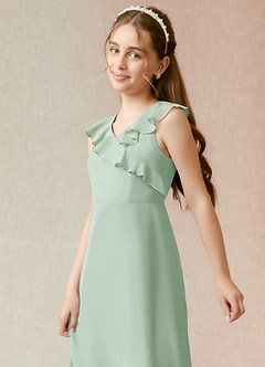 Azazie Alyssa Junior Robe A-ligne en Mousseline de soie Agave image6