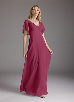 Azazie Alessa Mother of the Bride Dresses Mulberry A-Line V-Neck Pleated Chiffon Dress image4