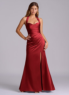 Azazie Destiny Bridesmaid Dresses Scarlet Mermaid Sweetheart Neckline Stretch Satin Dress image6