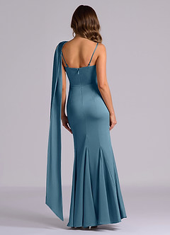 Azazie Inara Robes de demoiselle d'honneur Robe Sirène en Satin extensible Plissée Bermude image2