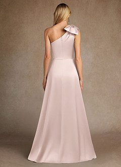 Azazie Easton Mère de la mariée Robes Robe Trapèze en Satin extensible Une épaule Rose Pâle image3