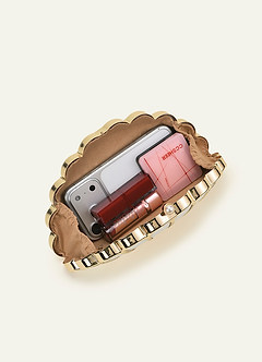 front Pochette de soirée en forme de coquillage avec armature en métal et bandoulière chaîne