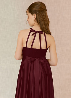 Azazie Arianthe Junior Cabernet A-Line with Pockets Stretch Satin Dress image7