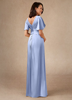 Azazie Emmeline Mother of the Bride Dresses Ice A-Line Pleated Stretch Satin Dress image2