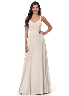 Azazie Lennon Bridesmaid Dresses White Alabaster A-Line Lace Chiffon Dress image5