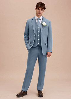 front Ethan 더스티 블루 리파인드 위브 3피스 슈트