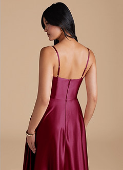 Elle Merlot A-Line with Pockets Maxi Satin Dress image4