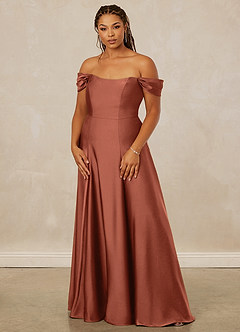 Christian Siriano Bridal for Azazie 1002 Bridesmaid Dresses Clay A-Line Off the Shoulder Stretch Satin Convertible Dress image11