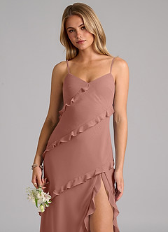 Azazie Nancie Bridesmaid Dresses Cedar Rose Mermaid Ruched Chiffon Dress image7