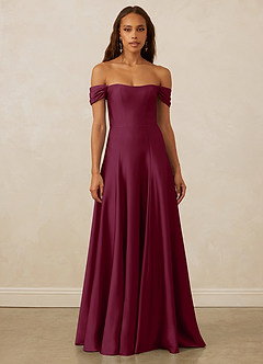 Christian Siriano Bridal for Azazie 1002 Bridesmaid Dresses Mulberry A-Line Off the Shoulder Stretch Satin Convertible Dress image3