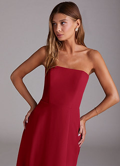 Azazie Wren Bridesmaid Dresses Scarlet A-Line Side Slit Chiffon Convertible Dress image5