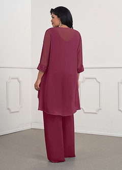 Azazie Maura Mother of the Bride Dresses Mulberry Jumpsuit/Pantsuit Sequins Chiffon Dress image2