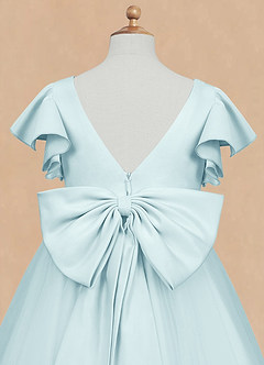 Azazie Kaeya Flower Girl Dresses Sea Glass A-Line Bow Tulle Dress image8