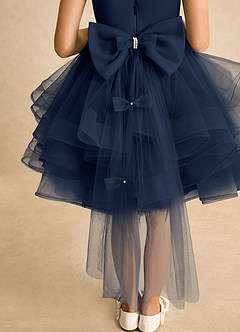Azazie Tinie Blumenmädchenkleider Ballkleid Schleifen Tüll Kleid Dunkelmarine image7